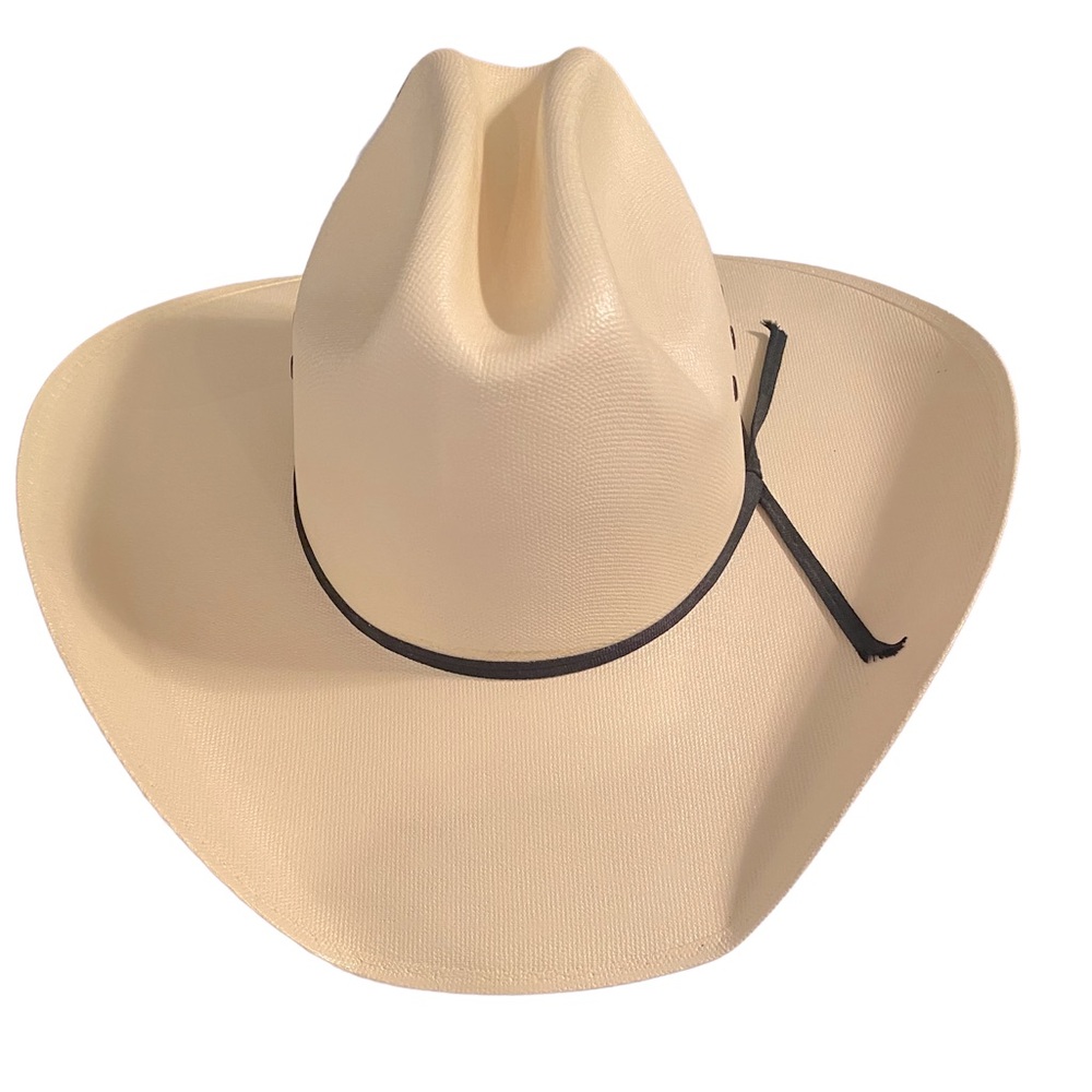 TEXAS HAT COMPANY Cream Canvas Black Trim Adult Cowboy Hat